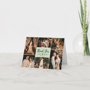 Moderne kalligrafie 6 Foto Collage Wedding Dank Y Bedankkaart