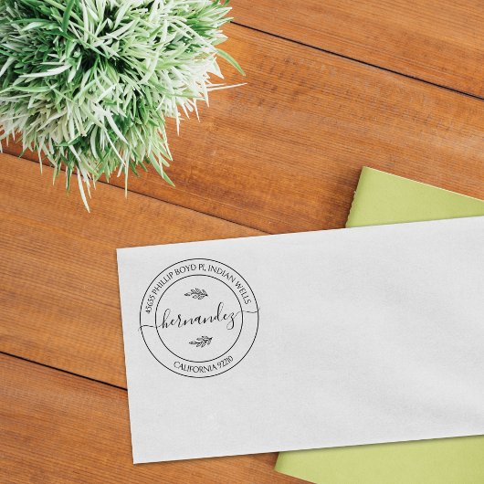 Moderne kalligrafie Aangepaste retour adres, Flora Rubberstempel