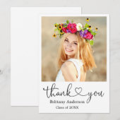 Moderne kalligrafie Afstuderen foto Bedankkaart (Voorkant / Achterkant)