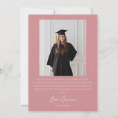 moderne kalligrafie Afstuderen Foto Bedankkaart (Achterkant)