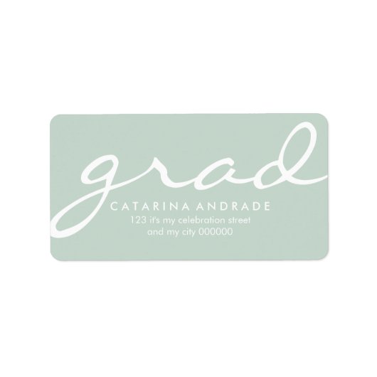 Moderne kalligrafie Afstuderen Groen Wit Afstudeer Etiket (Voorkant)