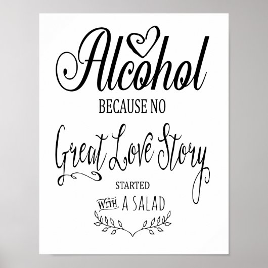 Moderne kalligrafie Alcohol-bordafdruk Poster (Voorkant)