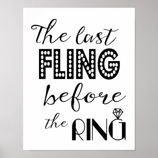 Moderne kalligrafie Bachelorette Hen stag print (Voorkant)