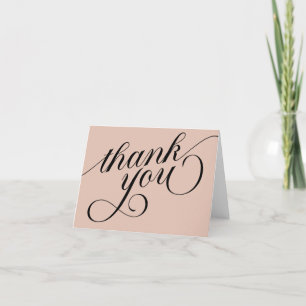 Moderne kalligrafie Beige bruiloft dank u kaart