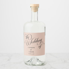 Moderne kalligrafie Beige bruiloft Likeurfles Etiket