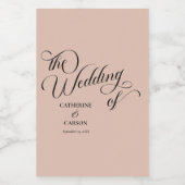 Moderne kalligrafie Beige bruiloft Wijn Etiket (Enkel label)