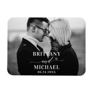 Moderne kalligrafie bespaart de datum zwart-wit magneet