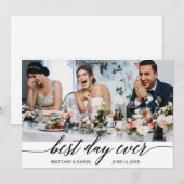 Moderne kalligrafie Beste dag van het huwelijk Bedankkaart (Voorkant / Achterkant)