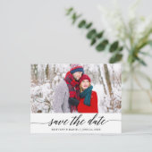 Moderne kalligrafie Bewaar de datum foto Briefkaart (Staand voorkant)