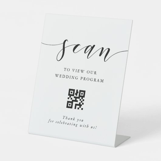 Moderne kalligrafie Bieden QR-code Reclamebord Met Voetstuk (Voorkant)