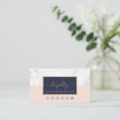 Moderne kalligrafie Blush & Midnight Blue Loyalty Visitekaartje (Staand voorkant)