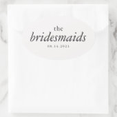 Moderne kalligrafie bruidsmeisjes bruiloft ovale sticker (Tas)