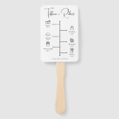 Moderne kalligrafie bruiloft ceremonie programma handwaaier (Voorkant)