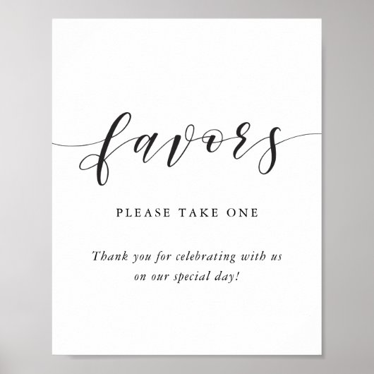 Moderne kalligrafie bruiloft gunsten teken poster (Voorkant)