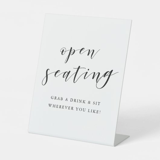 Moderne kalligrafie bruiloft open zittafel reclamebord met voetstuk (Voorkant)