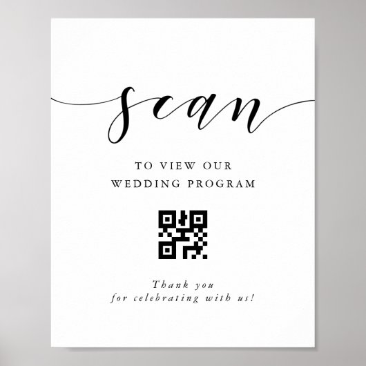 Moderne kalligrafie bruiloft programma QR code tek Poster (Voorkant)