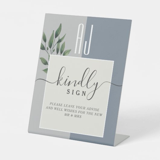 Moderne kalligrafie bruiloft reclamebord met voetstuk (Voorkant)