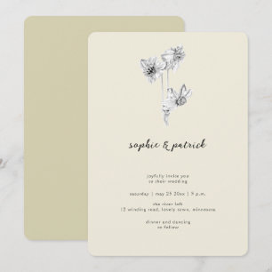 Moderne kalligrafie Daffodil Minimal Spring Weddin Kaart