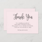 Moderne kalligrafie. Eenvoudig script roze bruilof Bedankkaart (Voorkant / Achterkant)