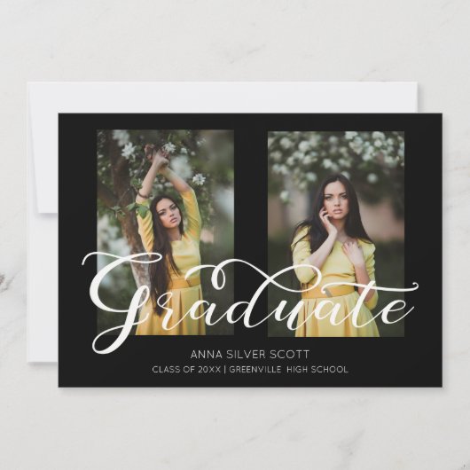Moderne kalligrafie Eenvoudige afbeelding 2 Afstud Kaart (Voorkant)