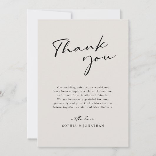 Moderne kalligrafie Elegant Eggshell Simple Weddin Bedankkaart (Voorkant)