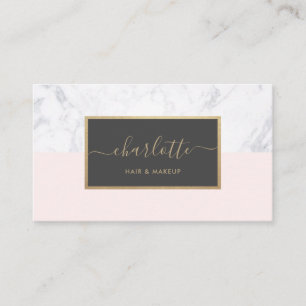 Moderne kalligrafie Elegant Gold Blush Pink & Grey Visitekaartje