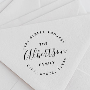 Moderne kalligrafie familienaam retouradres rubberstempel