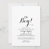 Moderne kalligrafie Formele Oh Boy Baby shower Kaart (Voorkant)