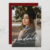 Moderne kalligrafie Foto Afstuderen Verticaal Aankondiging (Voorkant / Achterkant)