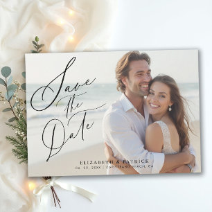 Moderne kalligrafie foto elegante eenvoudige bruil save the date