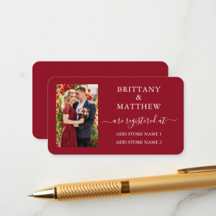 Moderne kalligrafie foto huwelijksregister rood informatiekaartje