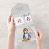 Moderne kalligrafie/foto in Lijst penseelstreek All In One Uitnodiging (Afscheurbaar)