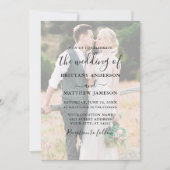 Moderne kalligrafie foto overlay bruiloft kaart (Voorkant)