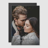 Moderne kalligrafie foto Save the Date Magnet (Voorkant / Achterkant)
