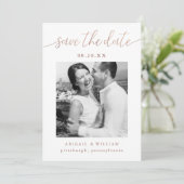 Moderne kalligrafie Foto Terracotta Wedding Save The Date (Staand voorkant)