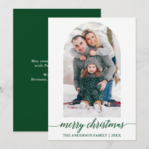 Moderne kalligrafie Fotoarcering Groene Kerstmis Feestdagenkaart