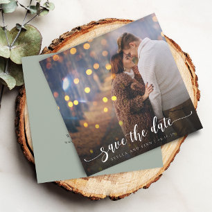 Moderne kalligrafie Fotobruiloft Save The Date