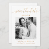 Moderne kalligrafie Fotobruiloft Save The Date (Voorkant / Achterkant)