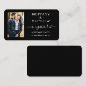Moderne kalligrafie Fotoweddenschap Black Informatiekaartje (Voorkant / Achterkant)