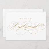 Moderne kalligrafie Gold Wil je mijn bruidsmeisje  Kaart (Voorkant / Achterkant)