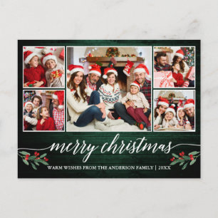 Moderne kalligrafie Groen hout 5 FotoKerstmis Briefkaart