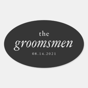 Moderne kalligrafie Groomsmen Bruiloft Ovale Stick Sticker