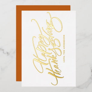 Moderne kalligrafie Happy Thanksgiving Folie Feestdagenkaart