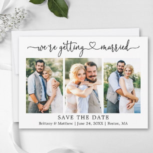 Moderne kalligrafie Hart 3 Foto Huwelijk Save The Date