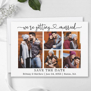 Moderne kalligrafie Hart 5 foto's Huwelijk Save The Date