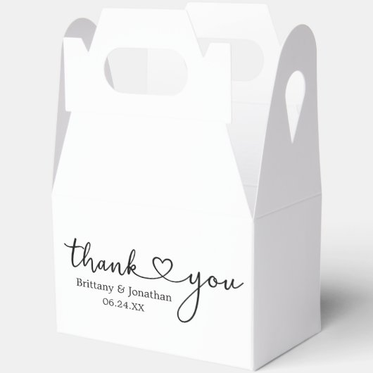 Moderne kalligrafie hart bruiloft dank u gevel bedankdoosjes (Open)