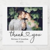 Moderne kalligrafie Hart Foto bruiloft Sparkling Wijnetiket (Enkel label)