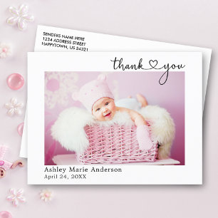Moderne kalligrafie Hart Nieuwe Baby Bedankt Briefkaart