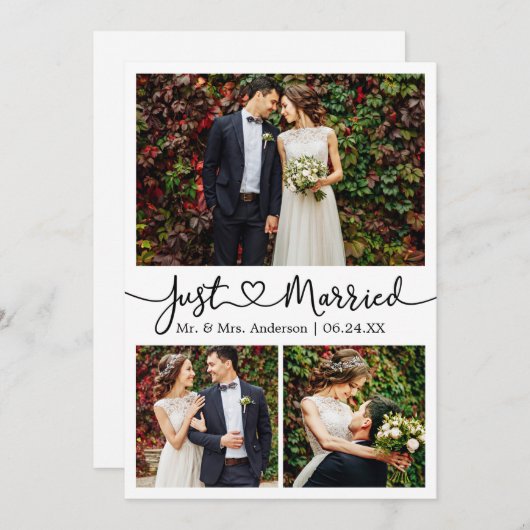 Moderne kalligrafie Hartslag 3 Foto's Weddenschap Aankondiging (Voorkant / Achterkant)