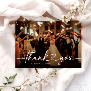 Moderne kalligrafie Heart Wedding Foto Bedankkaart